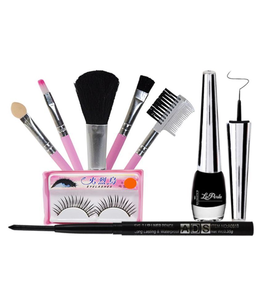     			Adbeni Combo - 5 in 1 Makeup Brush set with Black Eyeliner, (GC1458) Facial Kit 50 g Pack of 8