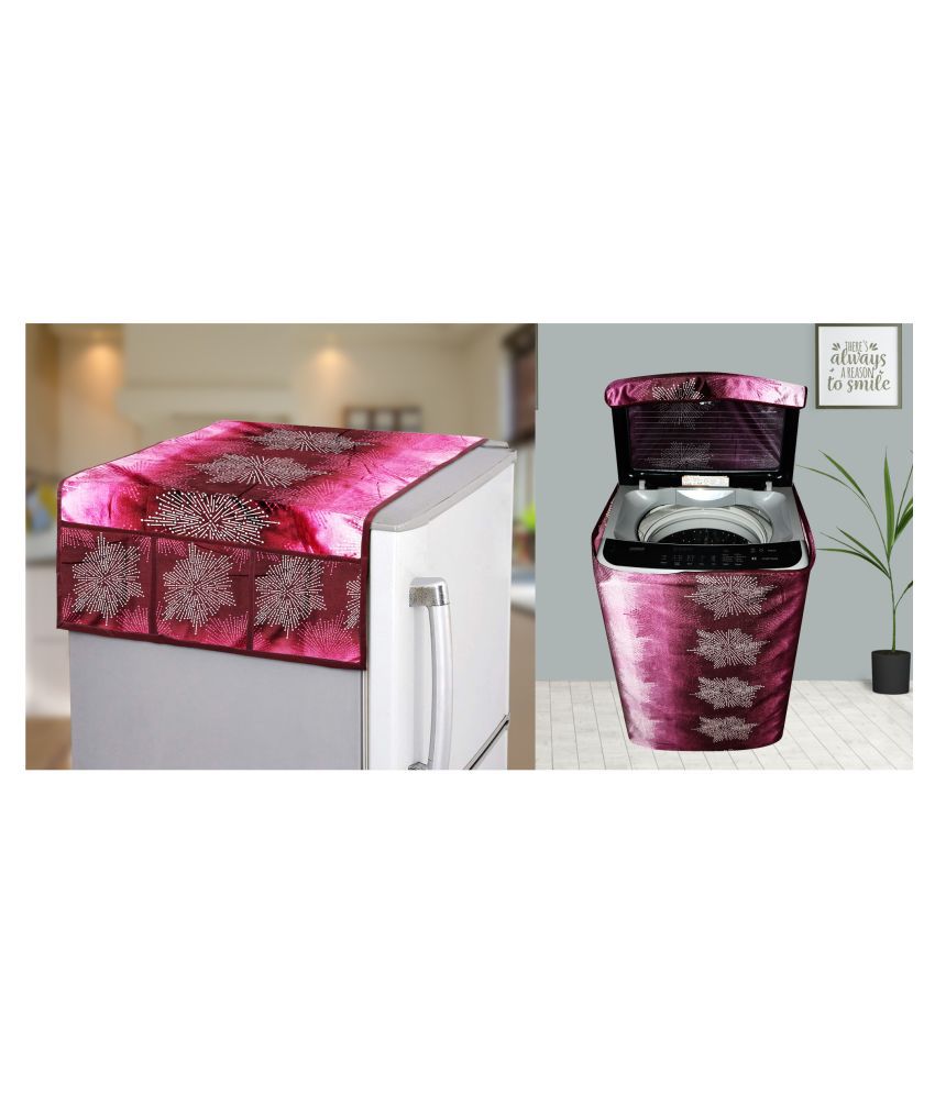     			E-Retailer Set of 2 Polyester Pink Washing Machine Cover for Universal 8 kg Top Load