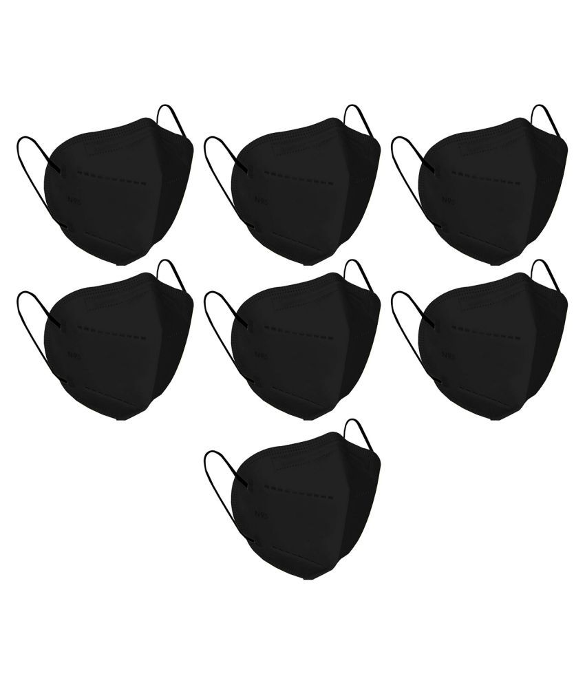 Healthopedia N95 Face Masks Pack Of 7, Easy Breathable, Washable Reusable Black Masks for Men