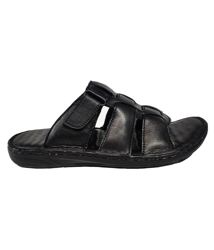 RAGE GAZE - Black Leather Daily Slipper Price in India- Buy RAGE GAZE ...