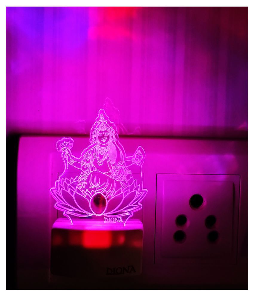 HOMETALES Laxmi Maa God 7 Colour Changing LED 3D Illusion Home Decor Desk Light Night Lamp Multi - Pack of 1