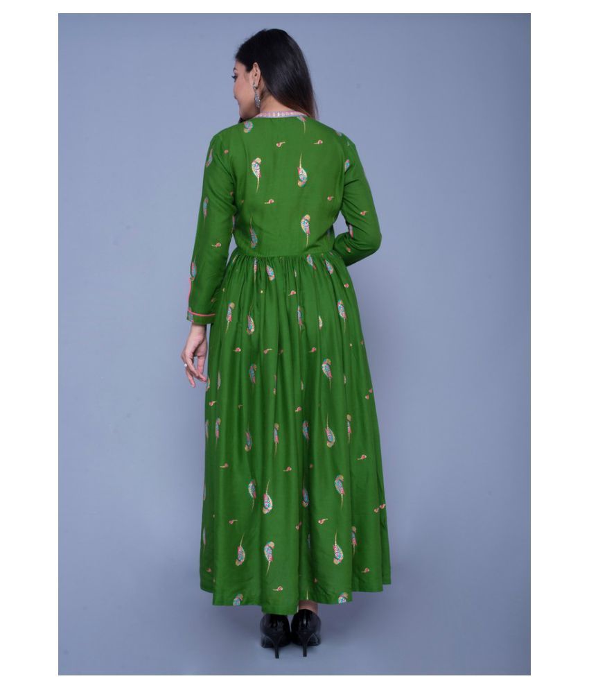 green frock style kurti