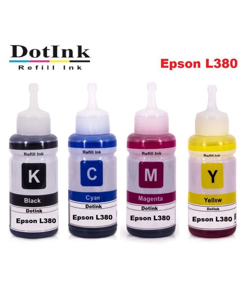 Buy Dotink Refill Epson L380 Multicolor Pack Of 4 Ink Bottle For Compatible Epson L1300 L110 9911