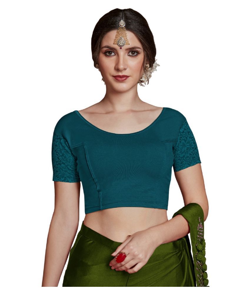 Kiran Sarees Blue Silk Semi Stitched Blouse - Buy Kiran Sarees Blue ...