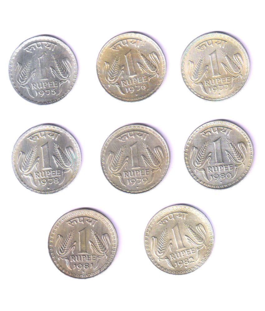 1 / ONE RS / RUPEE SET OF 8 COIN (BIG) COMMEMORATIVE COLLECTIBLE- EXTRA ...