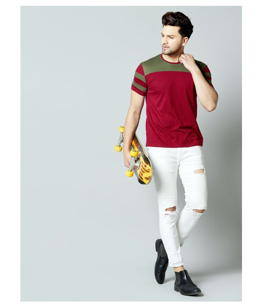 GESPO 100 Percent Cotton Multi Color Block T-Shirt - Buy GESPO 100 Percent Cotton Multi Color 