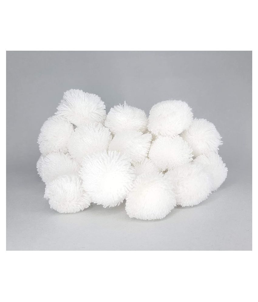     			PRANSUNITA Pom Pom Small Wool Balls 230 pcs : Color White 20 mm dai, Used for Art & Craft, Dresses, Room Decoration, Jewelry Making etc