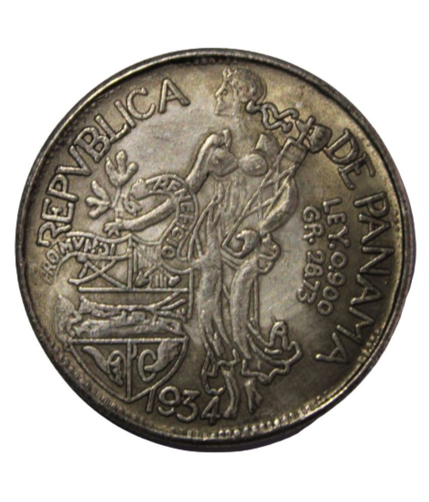     			1 Balboa 1934 Repvlica De Panama Standing Liberty Rare Coin