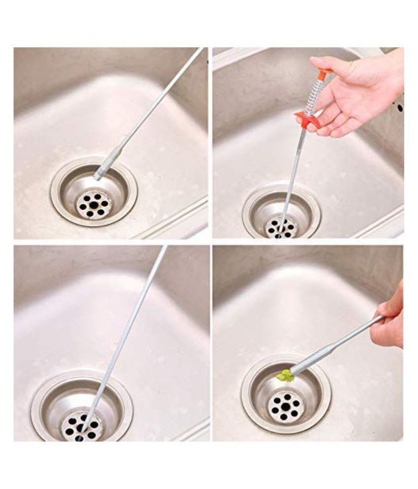 snake shaped sink cleaner kitchen drain removes clogged hairs cleaning brush  Bh 