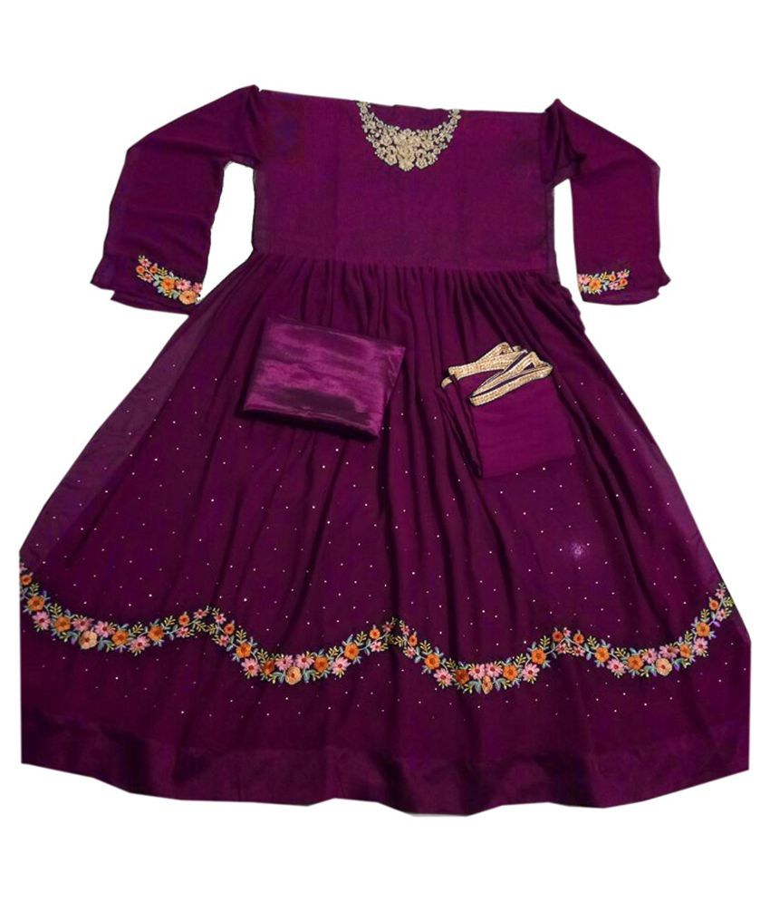 purple georgette gown