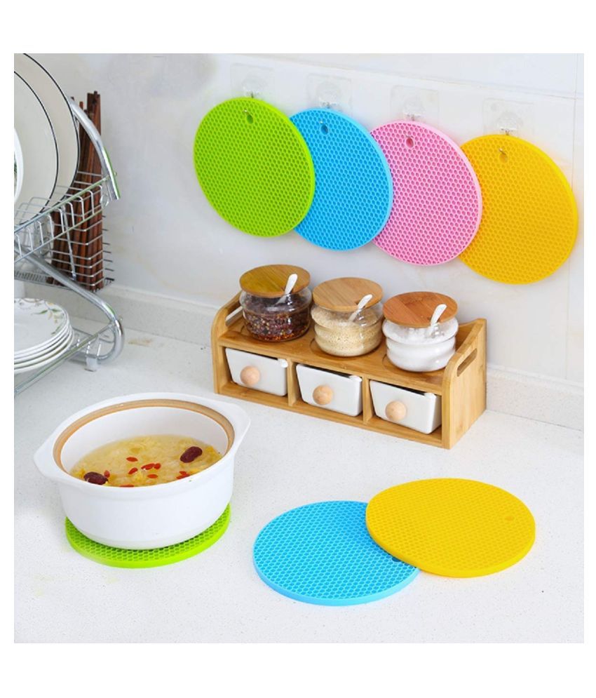 V S enterprise Silicone Round Scald Proof Placemat Heat Resistant Non ...