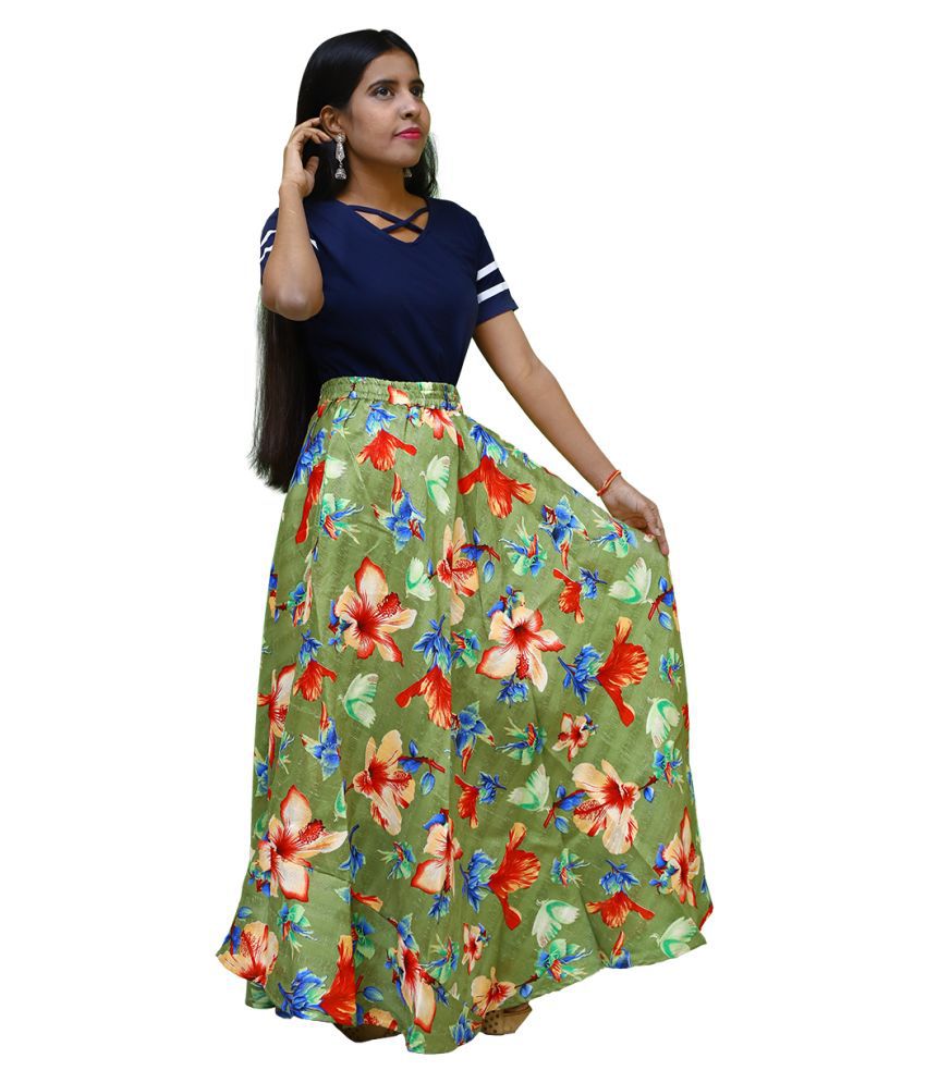 Buy Artisan Glory Silk A-Line Skirt - Green Online at Best Prices in ...