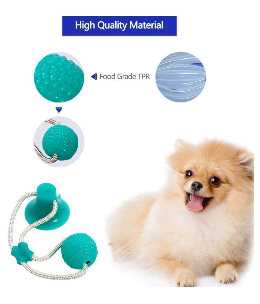 KOKIWOOWOO Suction Cup Dog Toy, Playing Chew Ball Toy with Rope Rubber