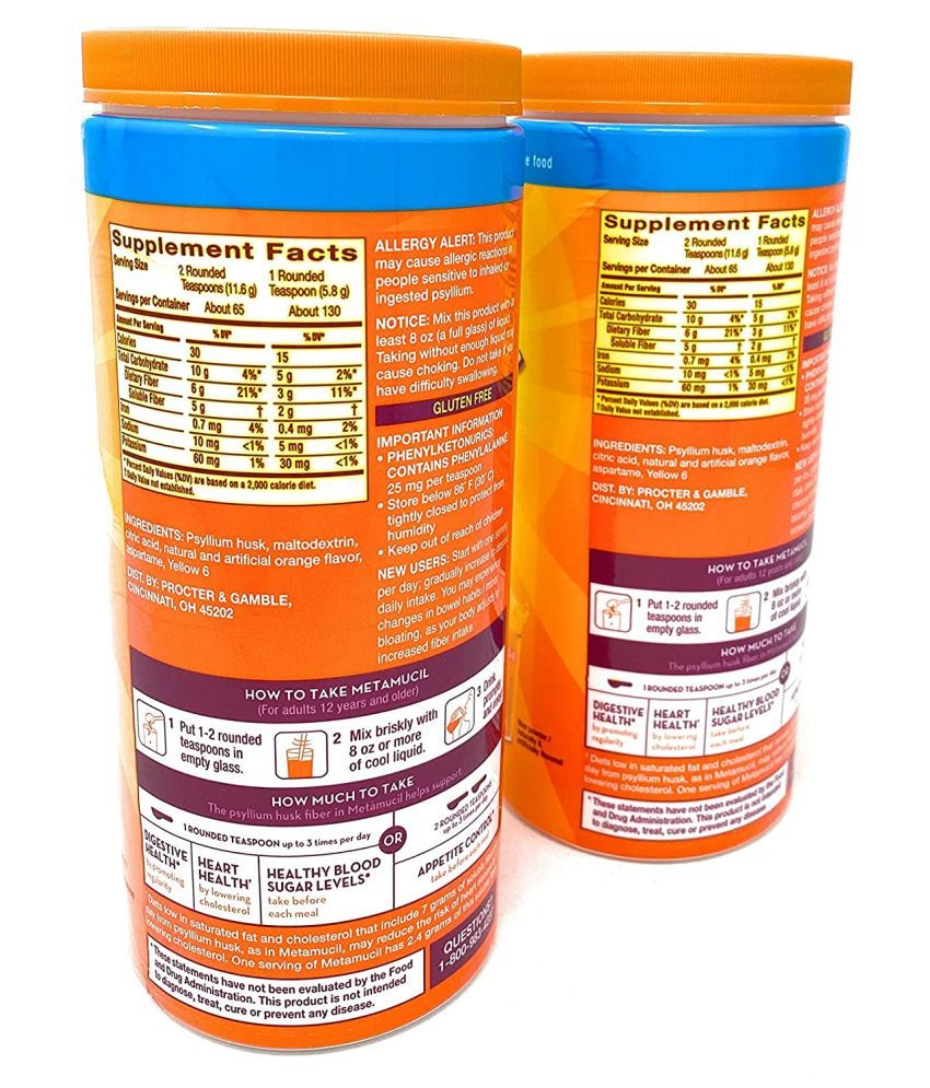 Metamucil Psyllium Fiber Sugar Free 754 gm Orange Vitamins