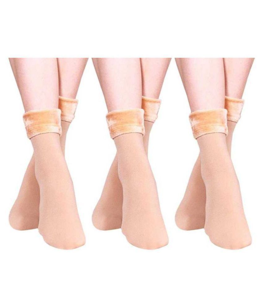     			TOTAL HEALTH - Beige Velvet Women's Mid Length Socks ( Pack of 3 )
