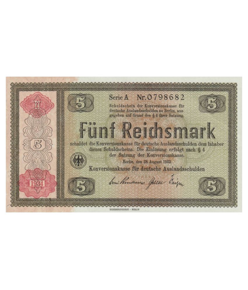     			(BIG) 5 FUNF REICHSMARK 1933 GERMANY EXTREMELY RARE PACK OF 1