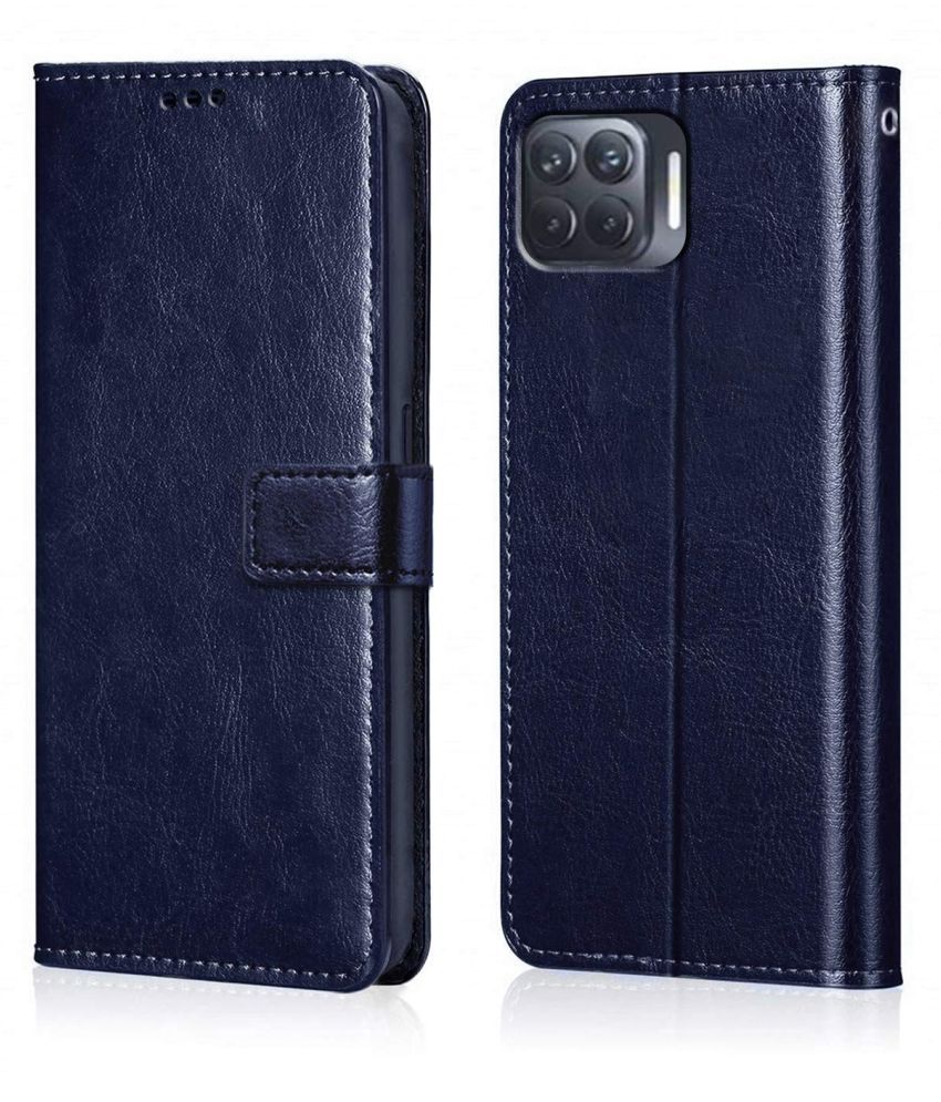     			Oppo F17 Flip Cover by NBOX - Blue Viewing Stand and pocket