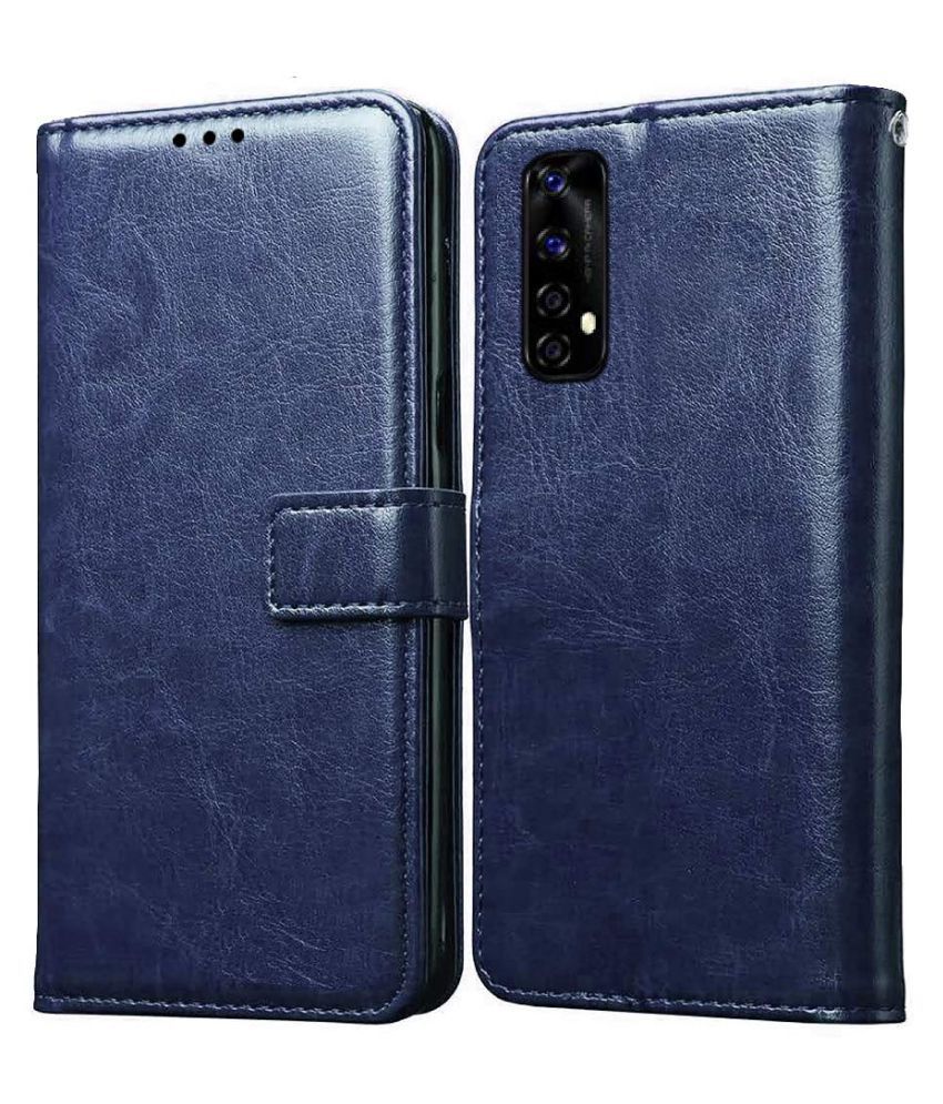     			Realme 7 Flip Cover by NBOX - Blue Viewing Stand and pocket