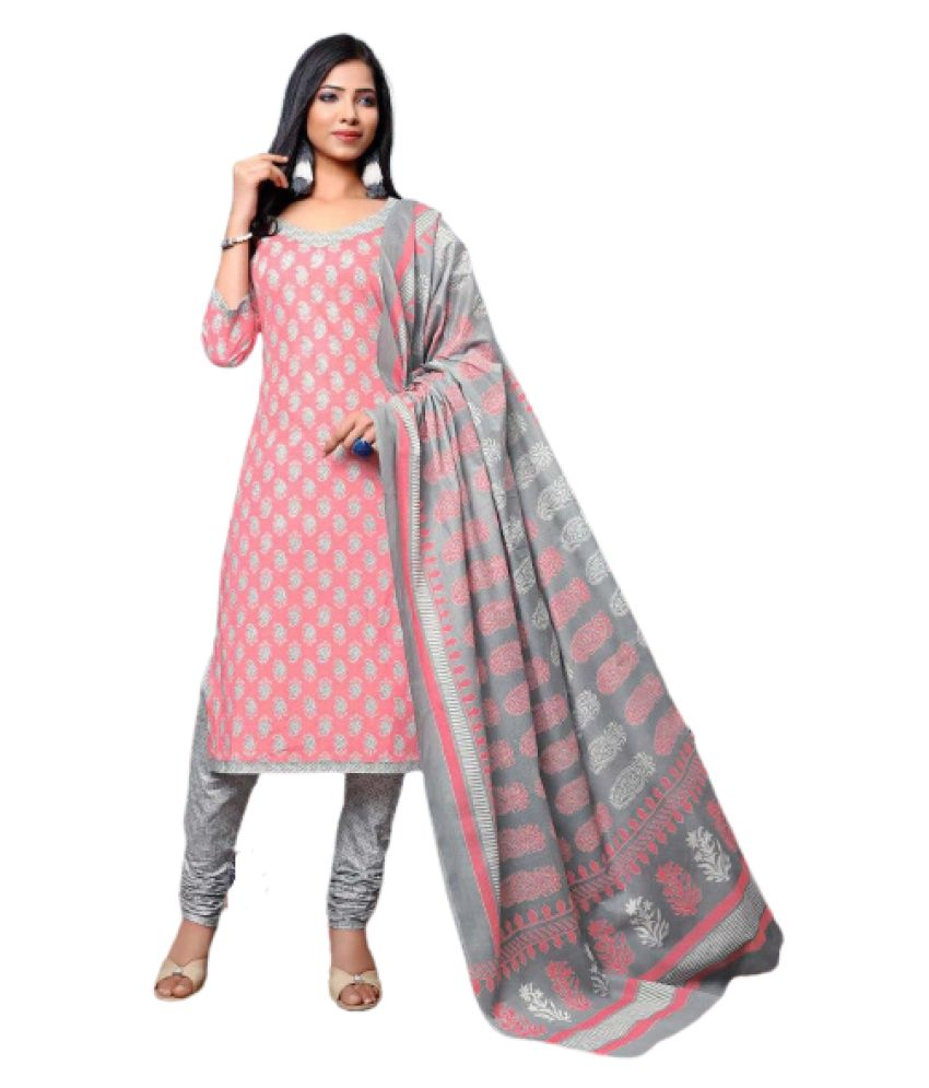 Saffron Attires Pink Cotton Unstitched Dress Material Buy Saffron