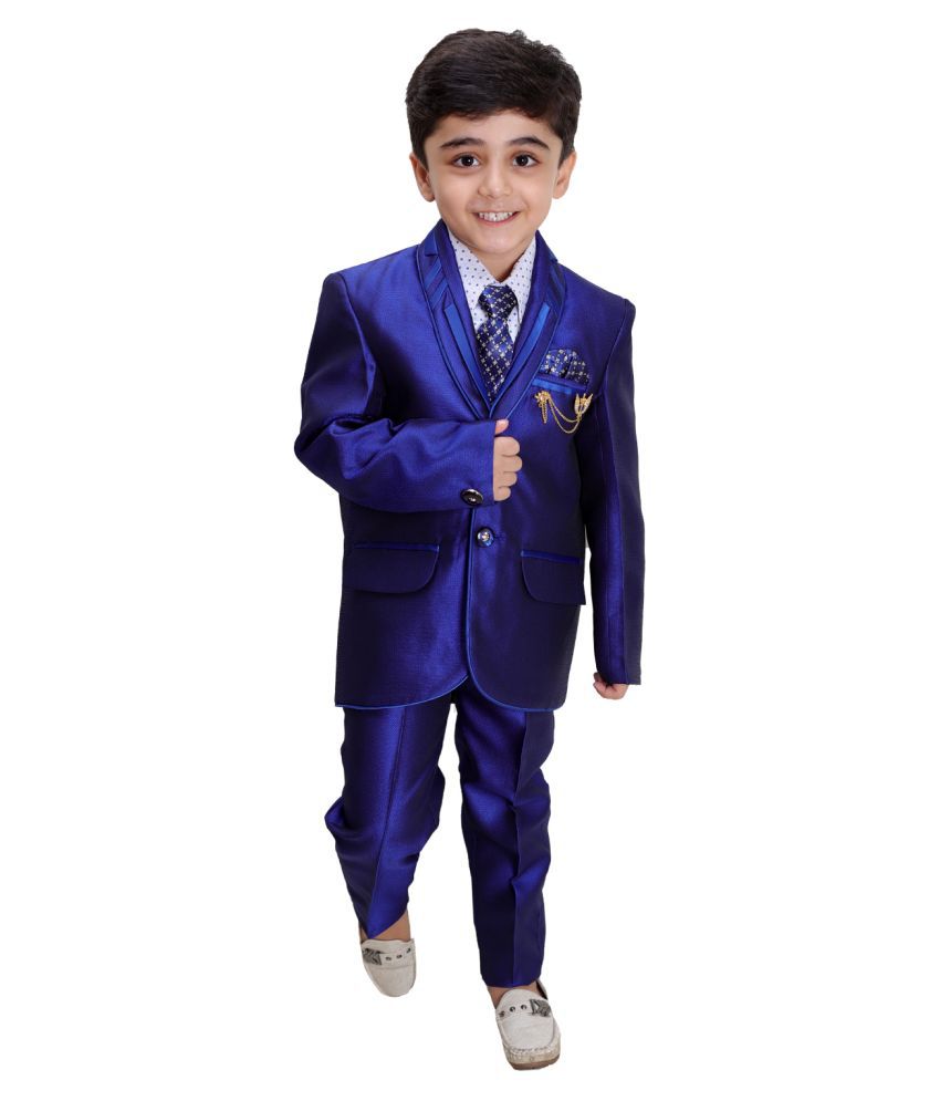     			Fourfolds 4 Piece Coat Suit with Shirt Pant Blazer & Tie for Kids & Boys_SH160