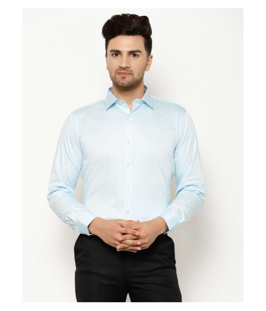     			EPPE 100 Percent Cotton Blue Solids Formal Shirt