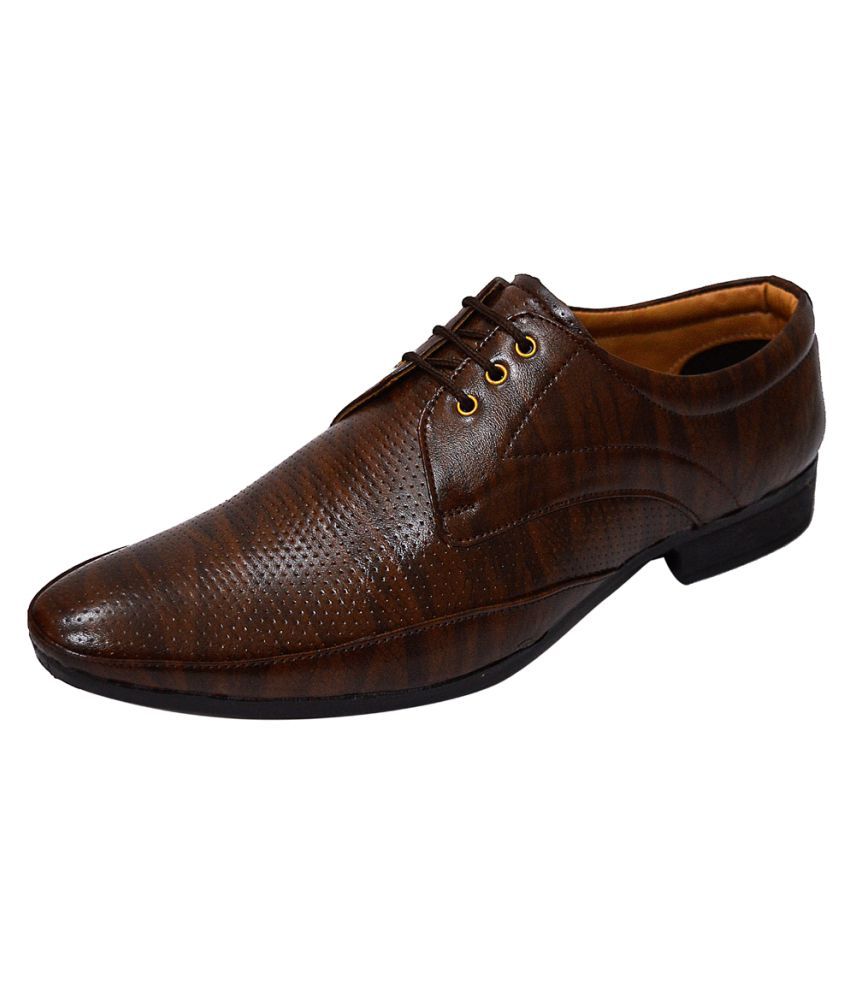 Lorenzo Derby Artificial Leather Brown Formal Shoes Price in India- Buy ...