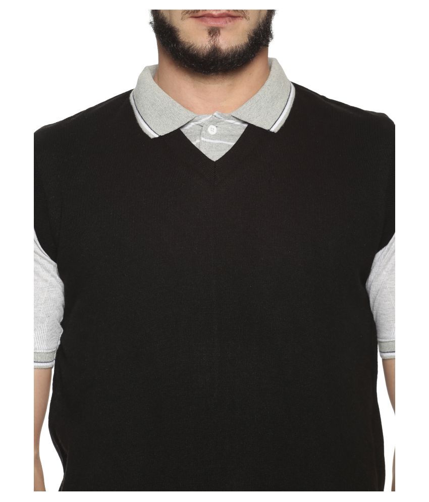 Oswal Black V Neck Sweater Single - Buy Oswal Black V Neck Sweater Single Online at Best Prices 