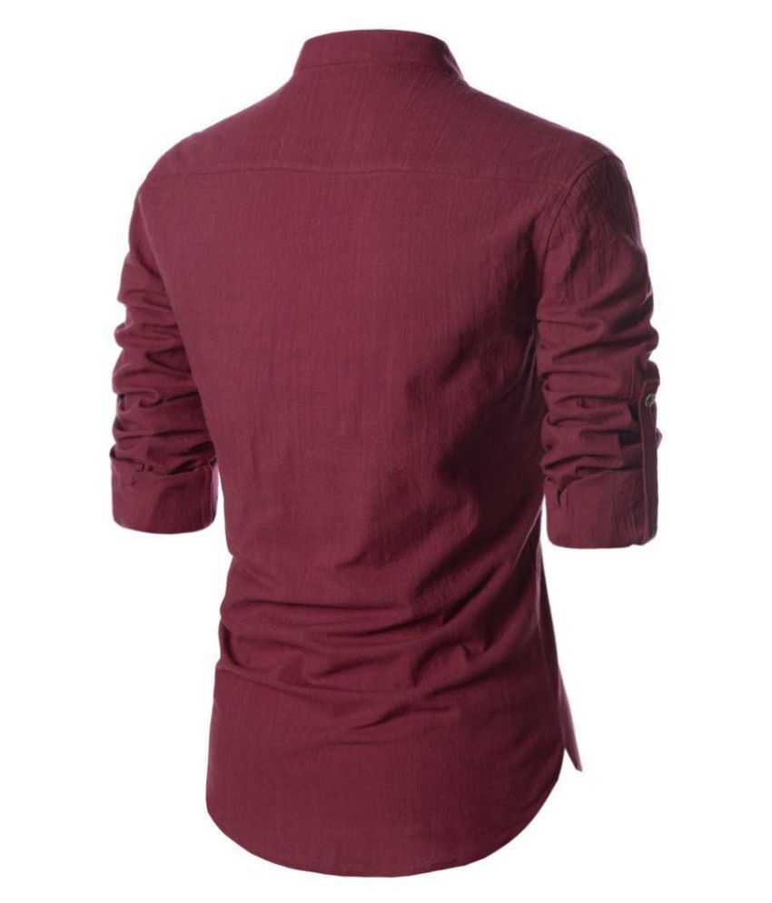 linen maroon shirt