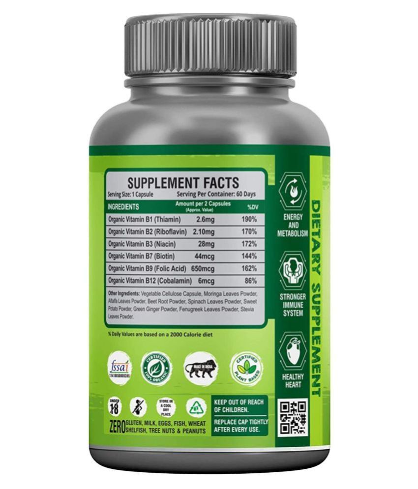 Nutrainix Organic& Plant-Based B Complex 1 No.s Unflavoured Vitamins ...