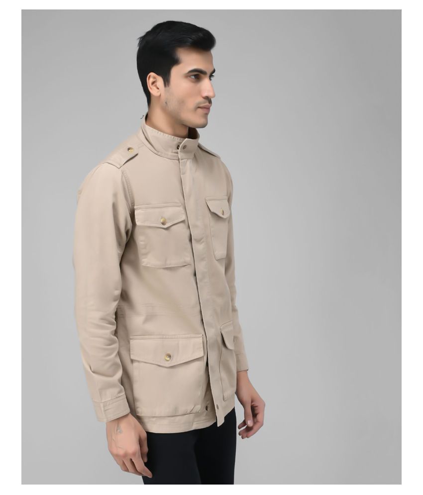 OVERS Khaki Denim Jacket Buy OVERS Khaki Denim Jacket Online at Best