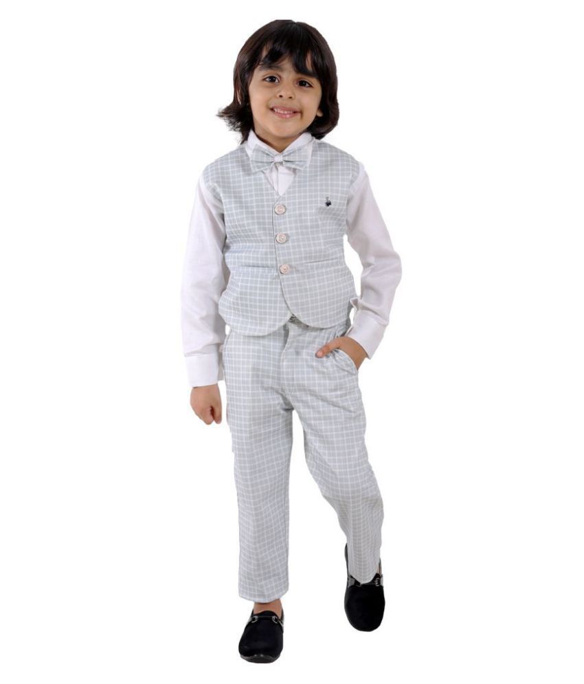     			Fourfolds Pack of 1 Boys Cotton Blend Shirt & Pants ( Gray )