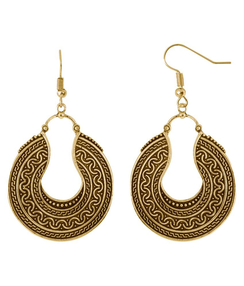     			SILVER SHINE  Elite Golden Round Egyptian Work Earrings for Women