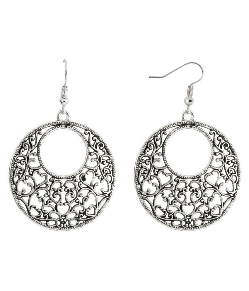    			SILVER SHINE  Eye-Catching Silver Attractive Mughal Desgin Drop Earring For Women