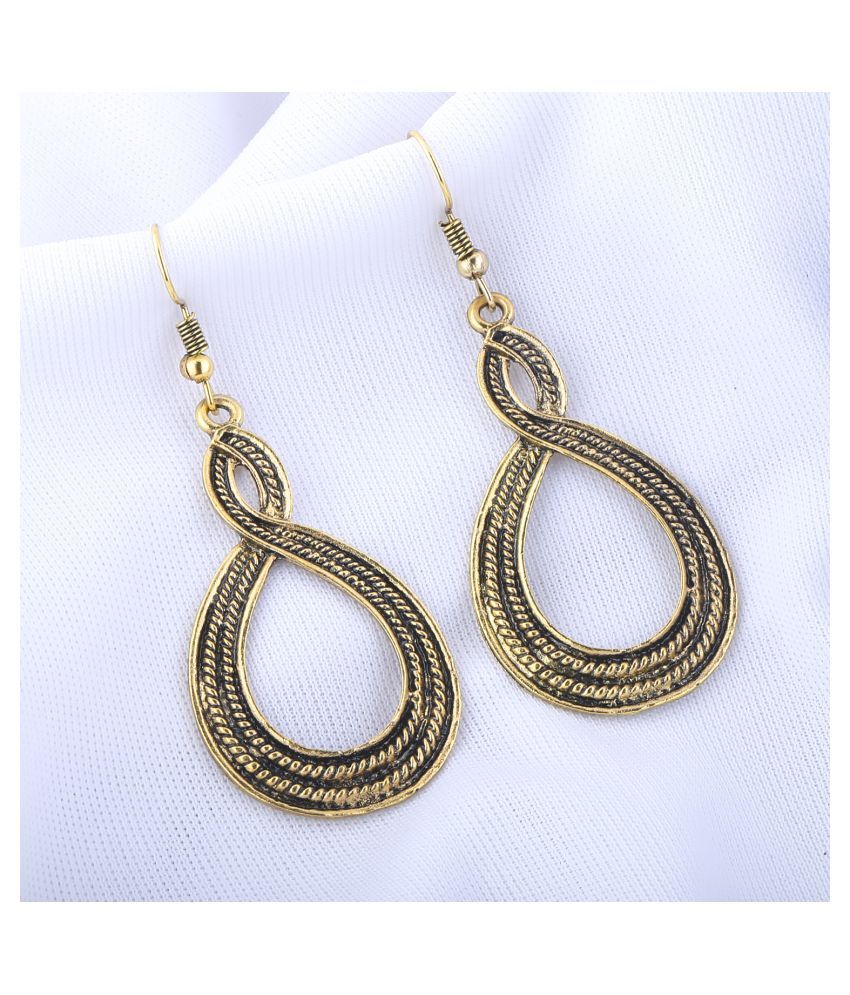     			SILVER SHINE  Funky Golden Fish Hook Earrings for Women