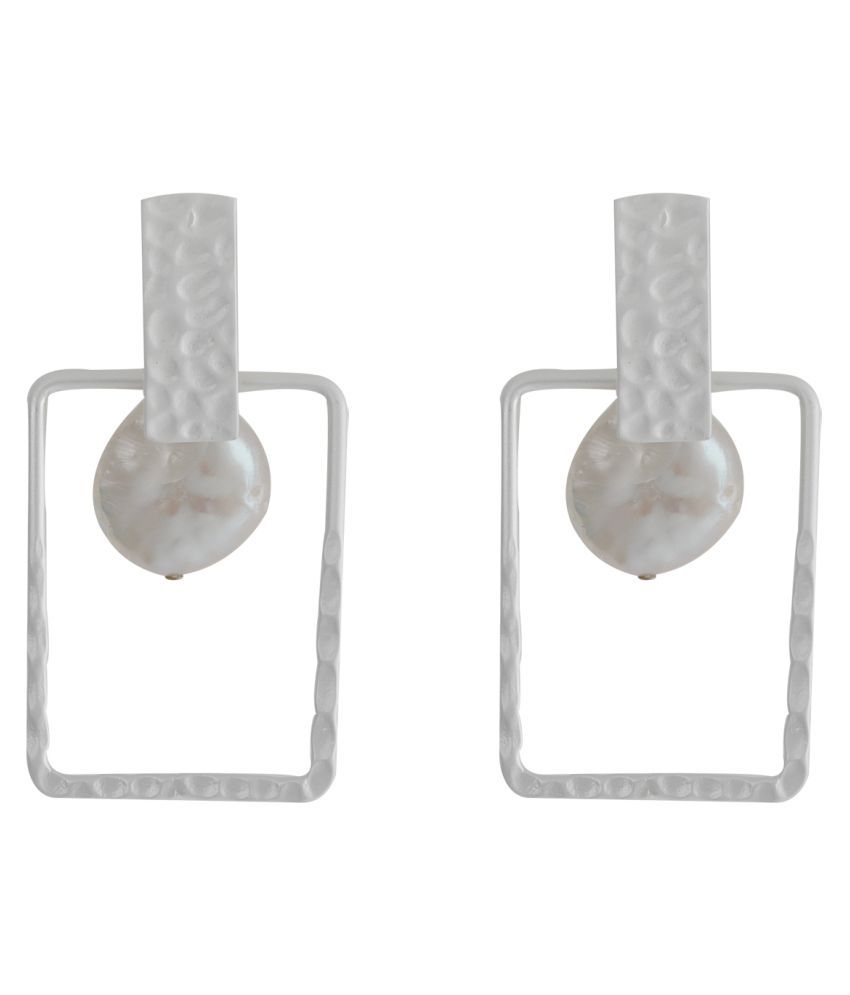     			SILVER SHINE  Glamrouse white Colour Shape Blocked Designe Drop Earring For Girls And Women Jewellery