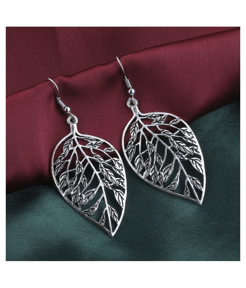 silver leaf shaped earrings