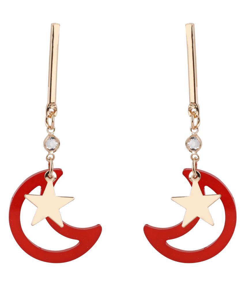     			SILVER SHINE  Ravishing Golden Half Moon Star Earrings for Women