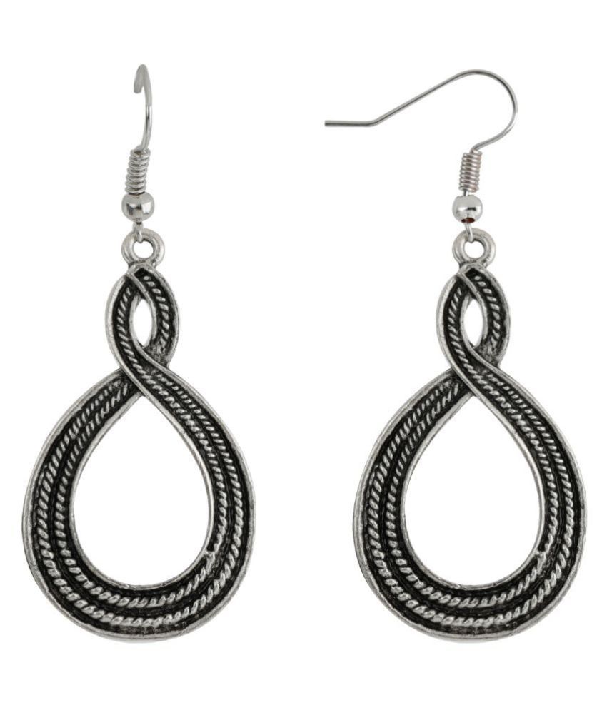     			SILVER SHINE  Ravishing Silver Fashionable Ethnic Drop Earring For Girls And Women