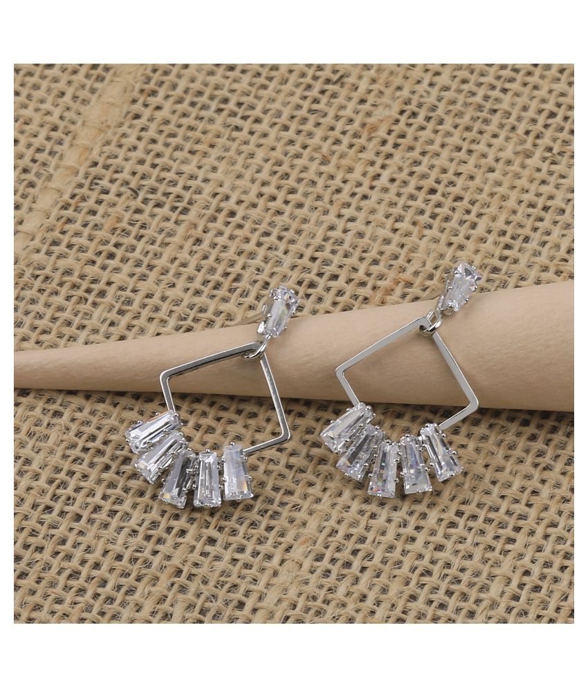     			SILVER SHINE  Silver Plated Designer Stylish Stud Earring For Women Girl