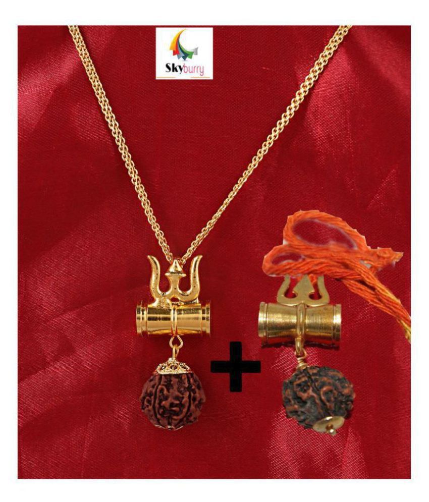     			parasch -Lord Shiv Trishul Damru Locket With Gold-plated Plated Chain Mala (Pack of 1)