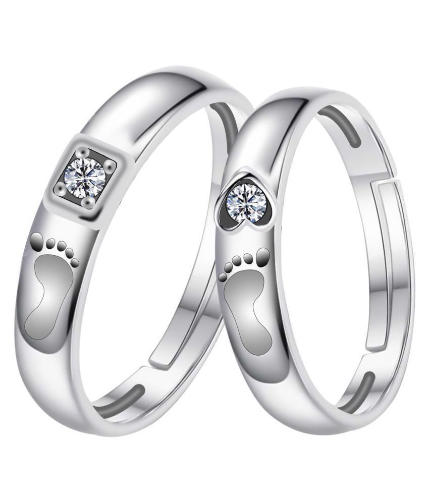     			SILVERSHINE Silverplated  Elegant  Solitaire His and Her Adjustable proposal couple ring For Men And Women Jewellery