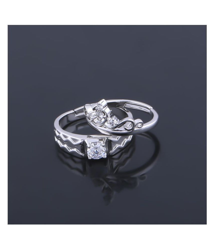     			SILVERSHINE, silver plated adjustable royal look king and queen couple ring for men and women.