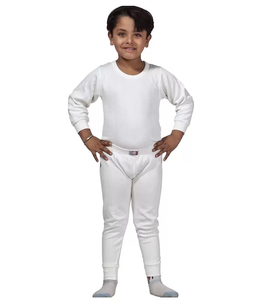 LUX Inferno Kids Grey & White Skinny Fit Full Sleeves Thermal Set (Pack of  2)