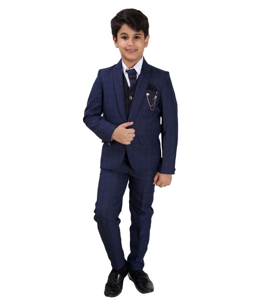     			Fourfolds 5 Piece Coat Suit with Shirt Pant Blazer & Tie for Kids & Boys_SH502