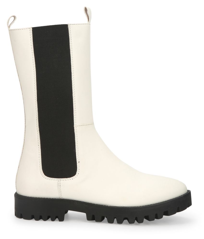 Truffle Collection White Mid Calf Bootie Boots Price in India- Buy ...