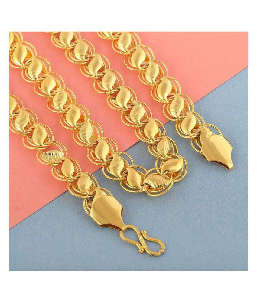 Happy Stoning 22kt Gold Plated Lotus Brass Chain for Men (20 Inches)