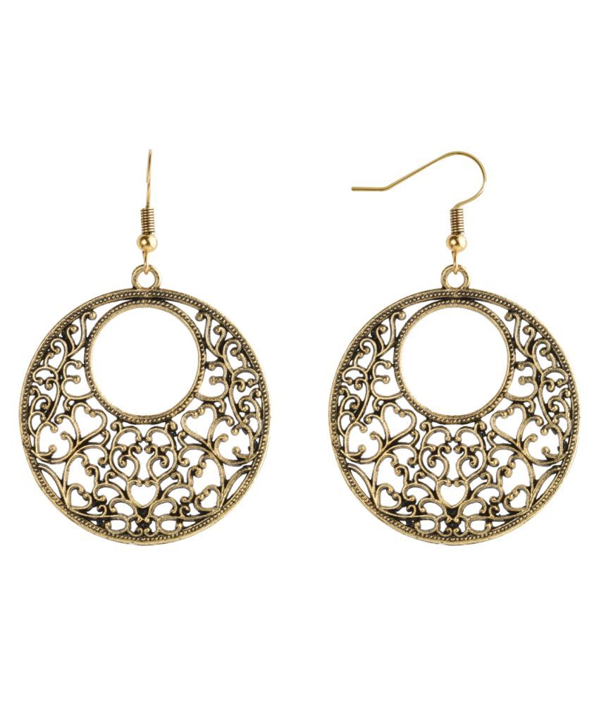     			SILVER SHINE  Premium Golden Antique Hollow design Earrings for Women