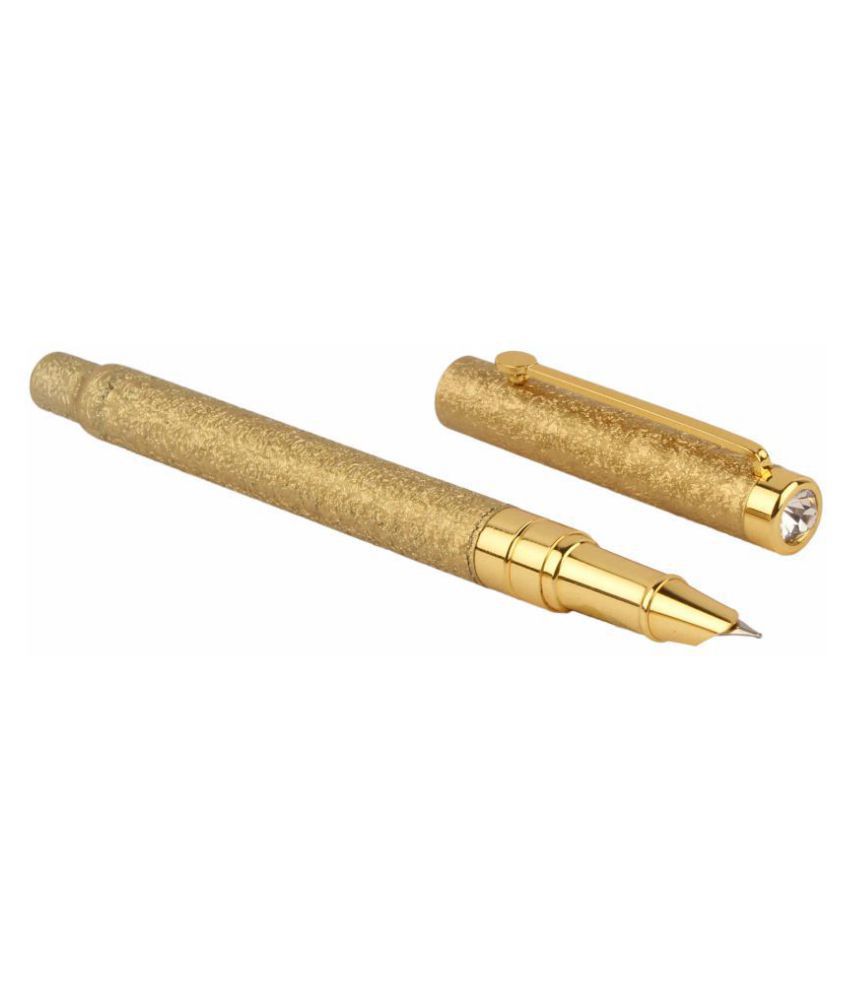 Oculus® 5823 Golden Metal Fountain Pen, Diamond Studded On Crown. Fitted with Germany Made Components.