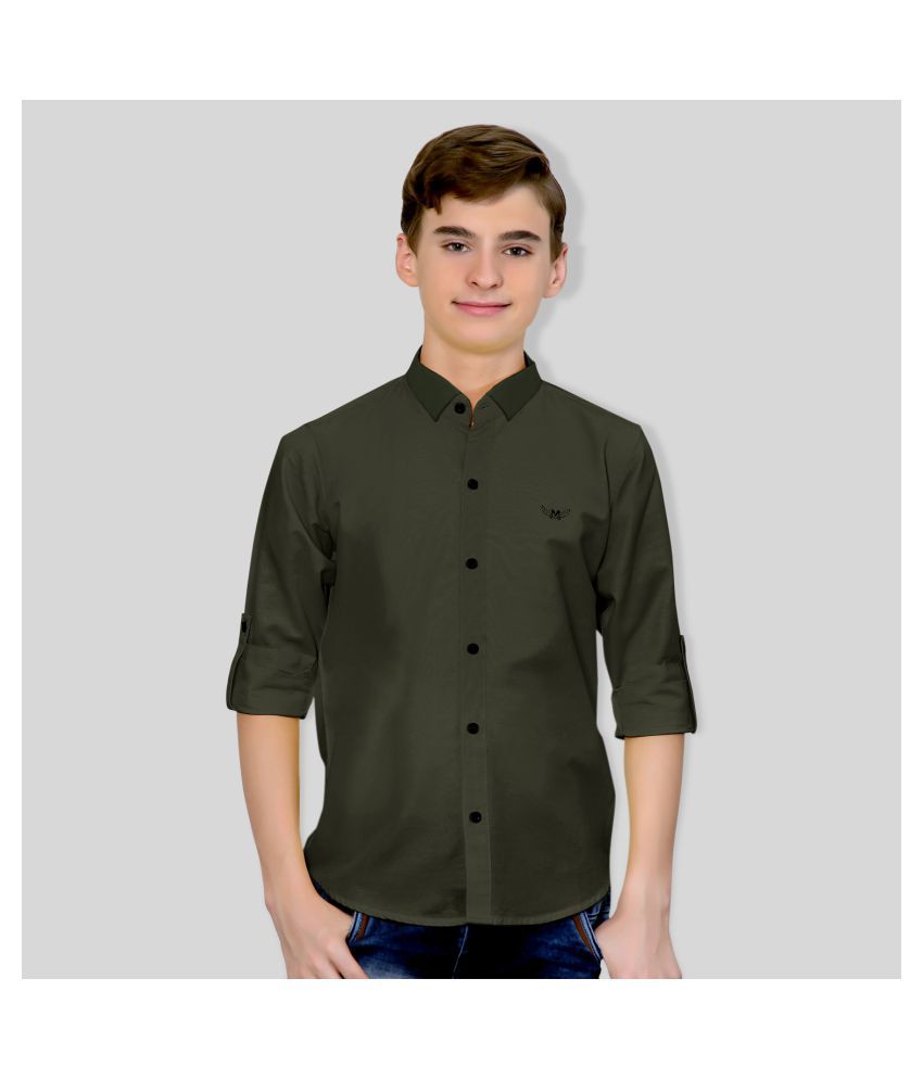     			MashUp Classic Olive Green Shirt for Young boys