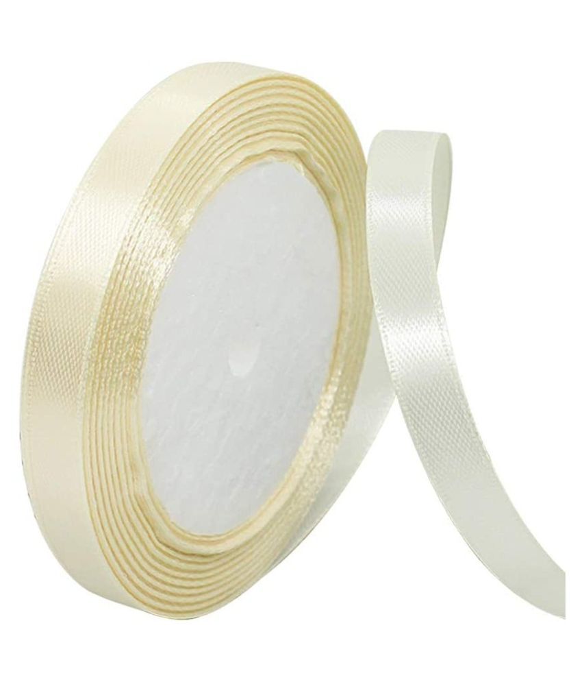     			PRANSUNITA Satin Ribbon Roll, 0.5 inch Wide, 50 Yard Length for Wedding, Party Decoration, DIY Hair Accessories, Sewing, Gift Wrapping, Invitation Embellishments- Off White